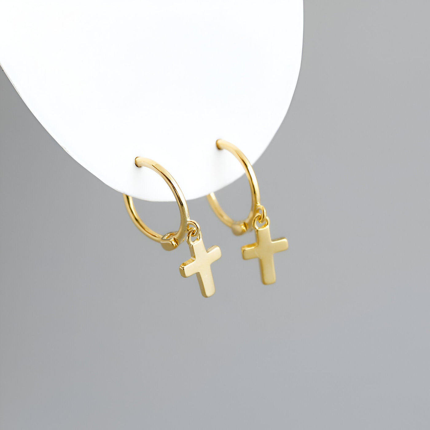 925er Silber/Gold Kreuz Ohrringe