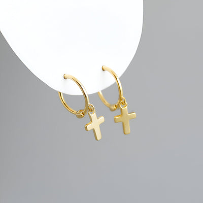 925er Silber/Gold Kreuz Ohrringe