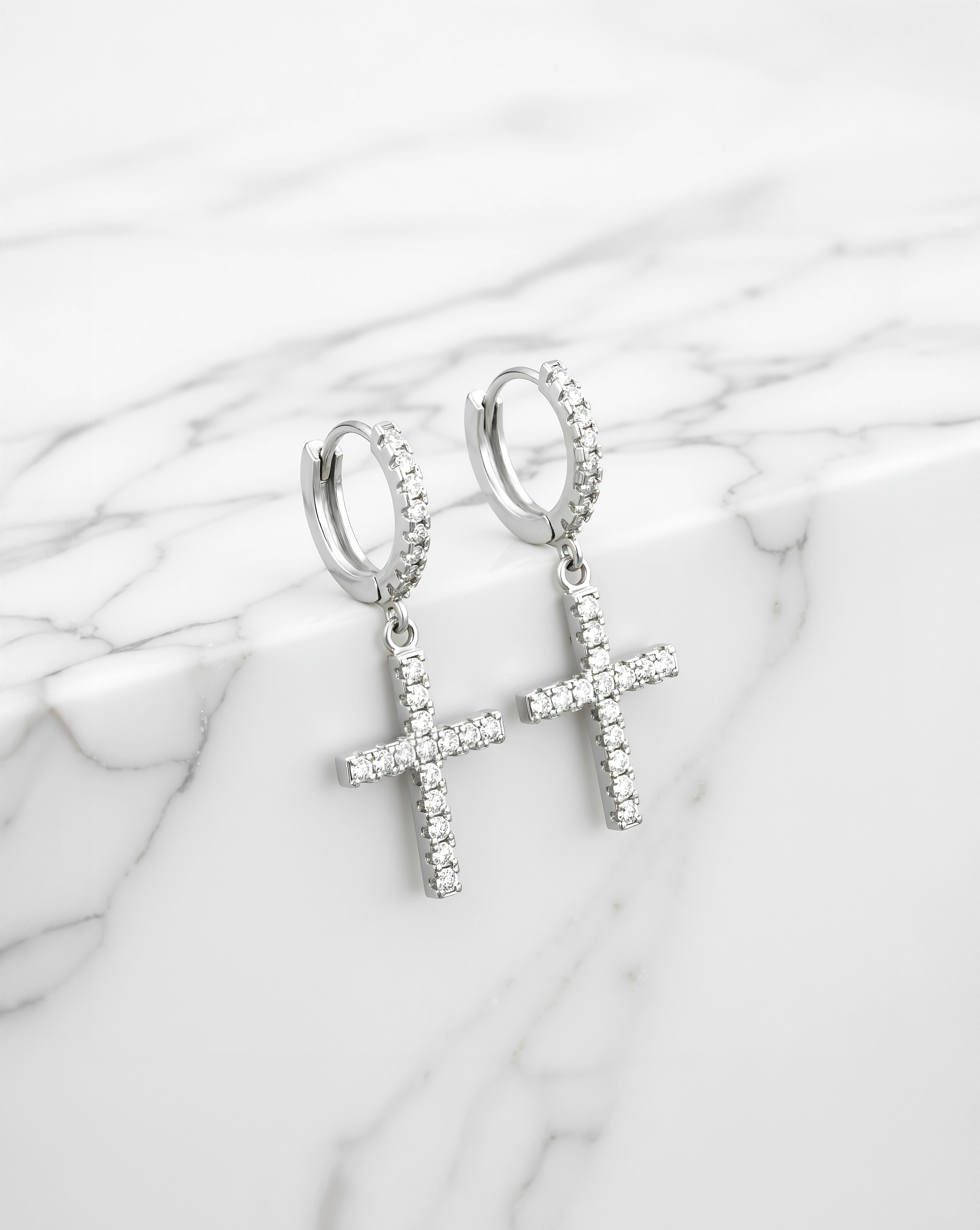 925er Silber Kreuz Ohrringe