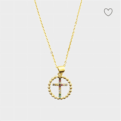 Filigrane Kreuz-Perlen Halskette 18K