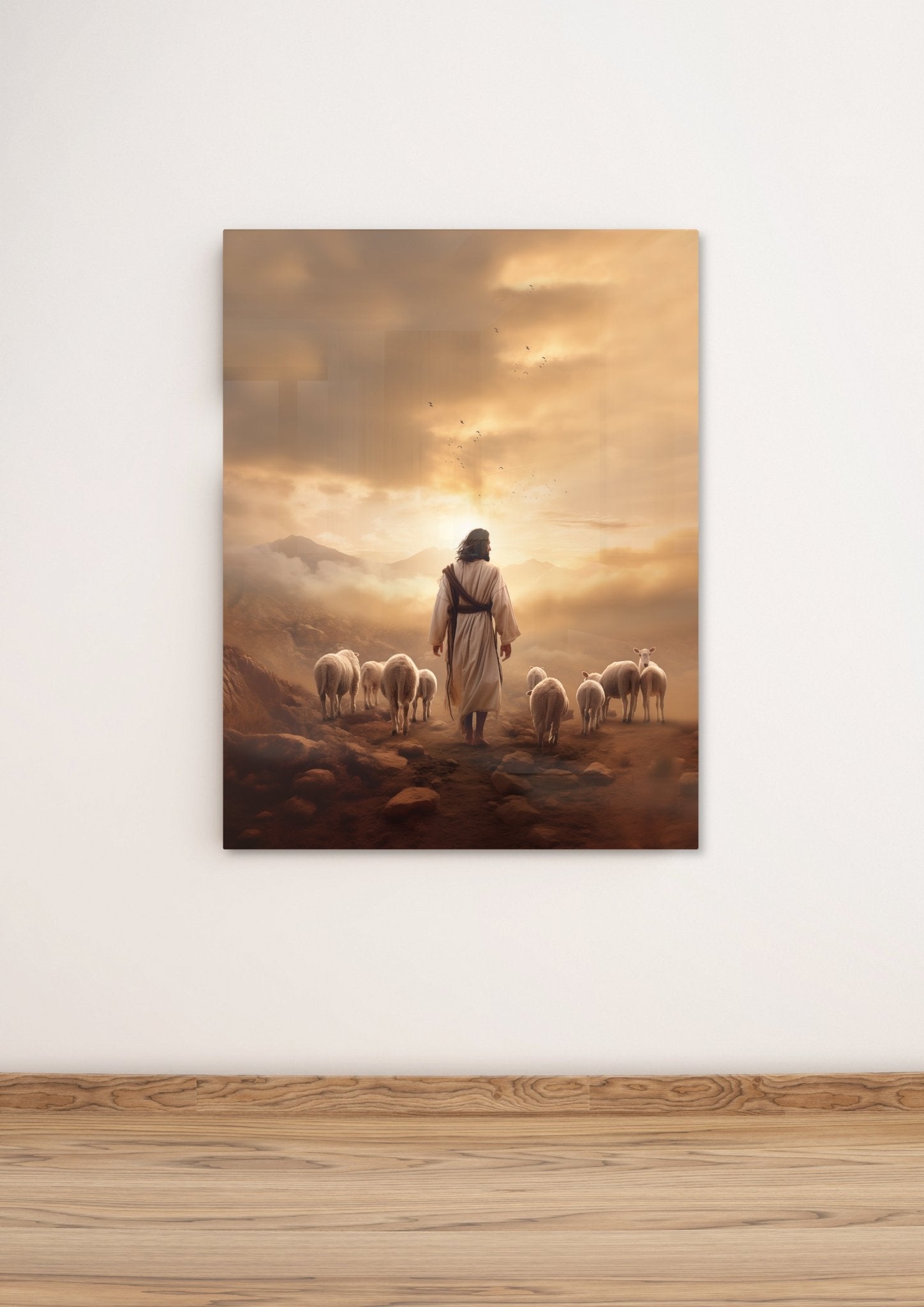 Jesus der gute Hirte - Glas Wandbild