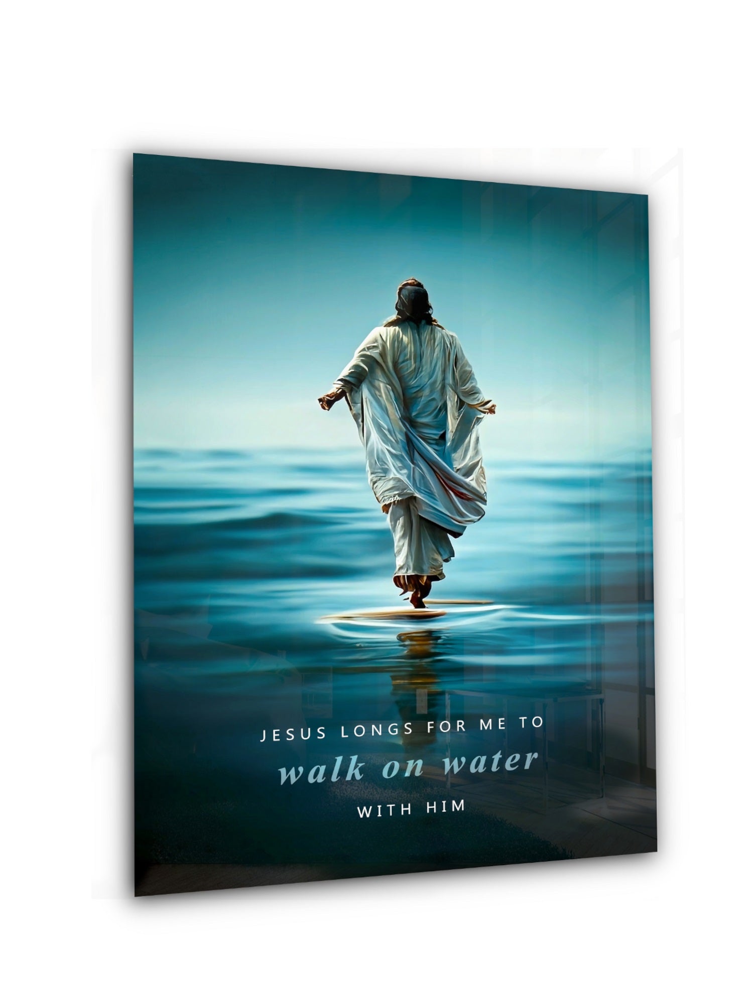Jesus walk on Water - Glas Wandbild